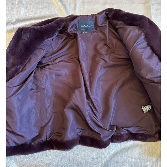Anthropologie Sanctuary Starry Night Faux Fur Jacket Dark Purple Sz Small Luxury - Picture 9 of 16